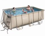 Bestway Steel Pro Beige Rectangular Frame Pool With Pump 163" x 85" x 48"