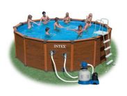 Intex Sequoia Spirit Woodgrain Metal Frame Round Pool 15ft 8" x 49"