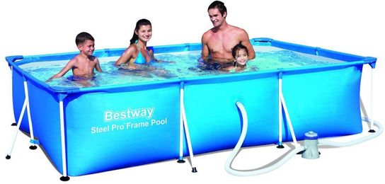 Steel Pro Rectangular Frame Pool With Pump - 13ft 1in x 6ft 11in x 32in by Bestway
