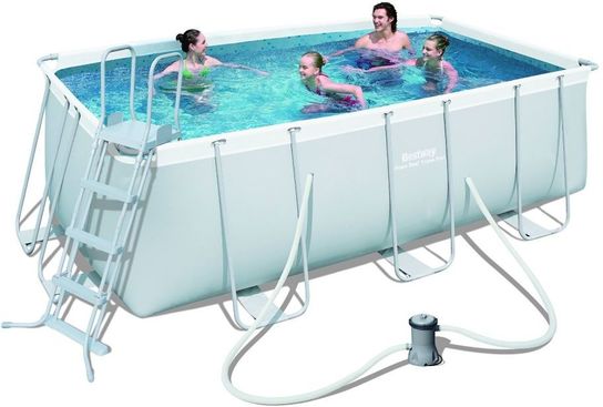 Power Steel Rectangular Frame Pool With Pump - 13ft 6in x 6ft 7in x 48in by Bestway