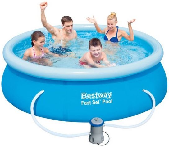 Fast Set Round Inflatable Pool With Pump - 57268 - 8ft x 26in by Bestway