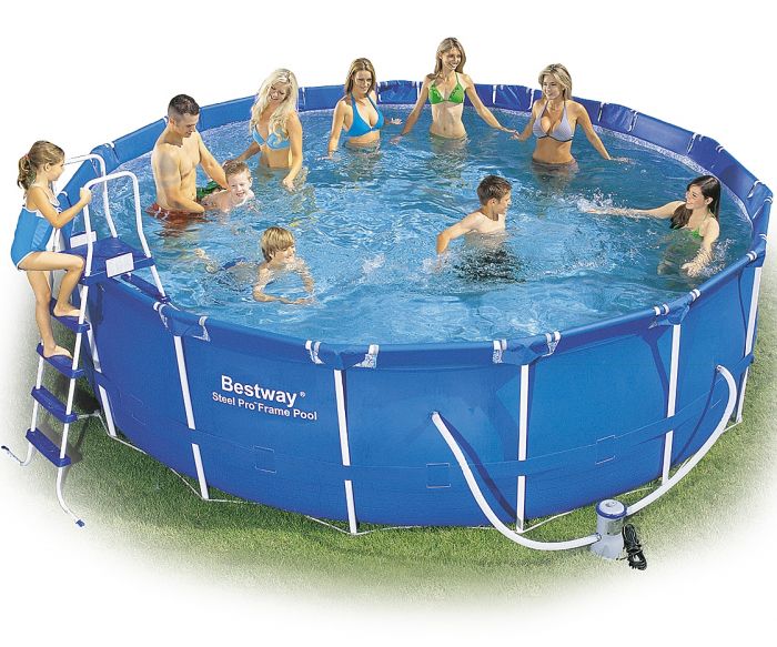 pool with metal frame