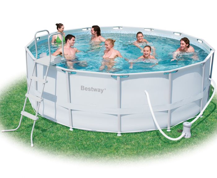 pool with metal frame