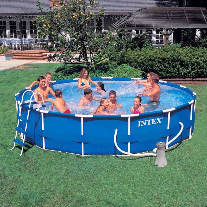 pool with metal frame