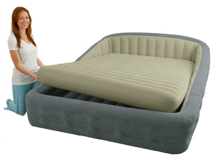 queen size air mattress frame with headboard