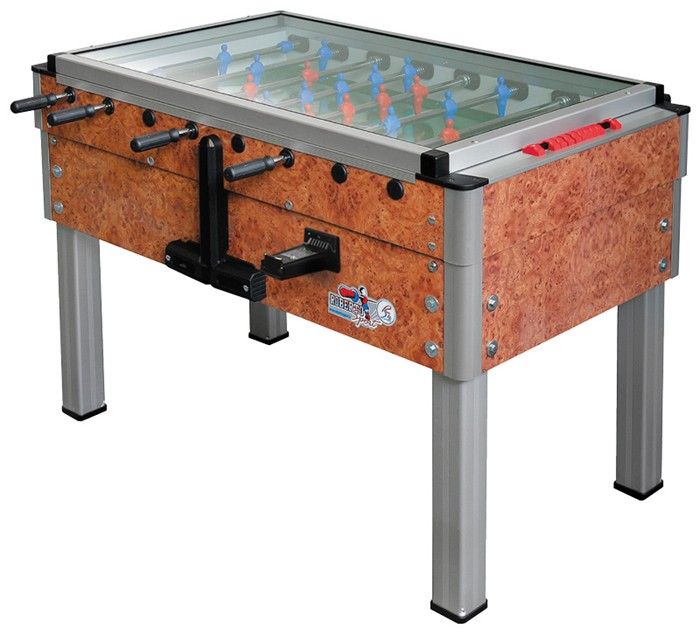 Export Glass Top Coin Operated Marble Brown Football Table Football