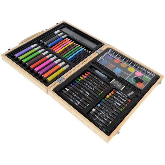 67 Piece Art Set in a Wooden Case Craft Range