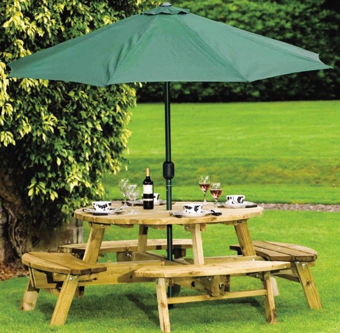 Rose Round Picnic Bench & Table Set Garden Furniture