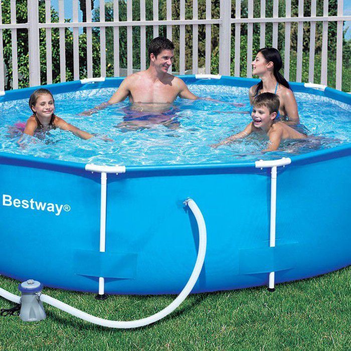 pool with metal frame