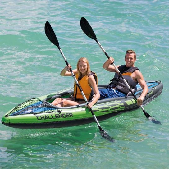 K2 Challenger Kayak 2 Man Inflatable Canoe with Oars - 68306NP by Intex