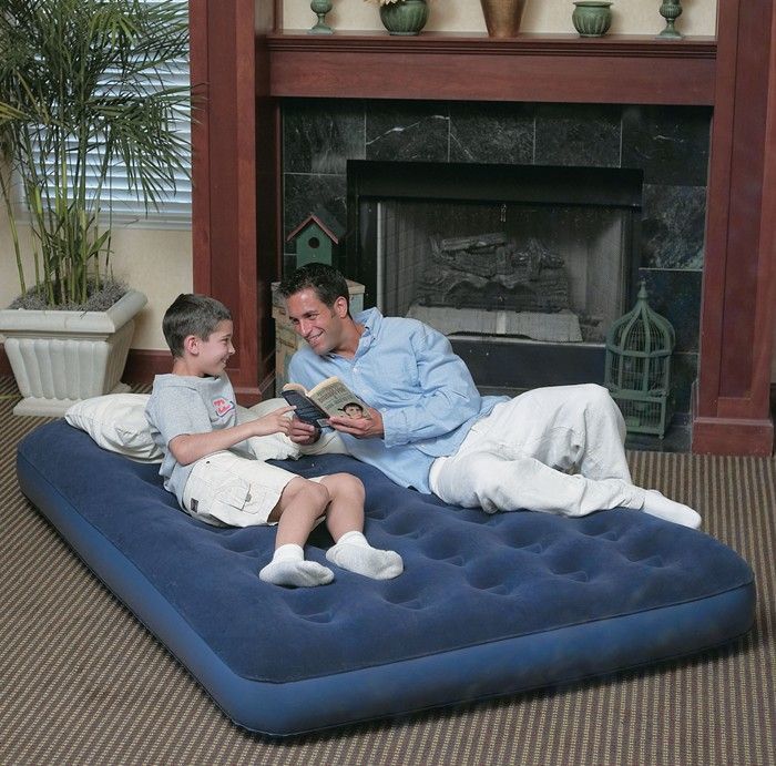 Bestway Double Flocked Air Bed 75" x 54" Air Beds and Pillows