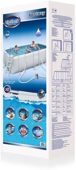 Power Steel Rectangular Frame Pool With Pump - 13ft 6in x 6ft 7in x 48in by Bestway
