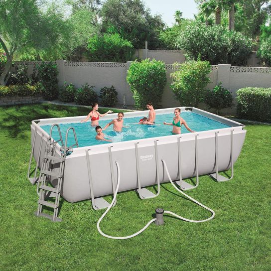 Power Steel Rectangular Frame Pool With Pump - 56670 - 16ft x 8ft x 48in by Bestway
