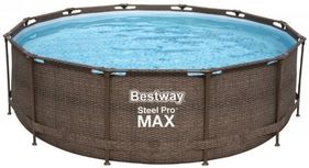 Steel Pro MAX Deluxe Rattan Frame Pool Package - 56709N - 12ft x 39.5in by Bestway