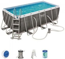 Bestway Power Steel Rectangular Frame Pool Set - 16ft x 8ft x 48in