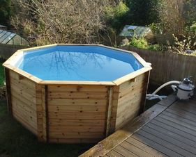 Octagonal Wooden Fun Pool With Sand Filter - 10ft x 36in by Plastica