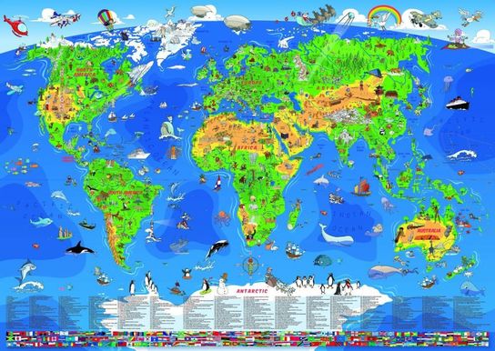 Kids Educational Laminated Map