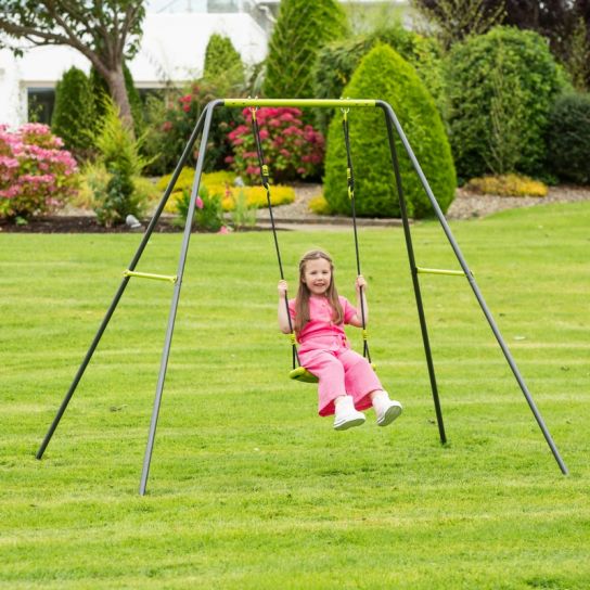 Swings Single Seat Metal Swing Set ? Green & Black