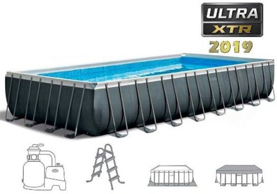 Intex Ultra XTR Rectangular Frame Saltwater Pool Set 32ft x 16ft x 52in with Sand Filter - 26378