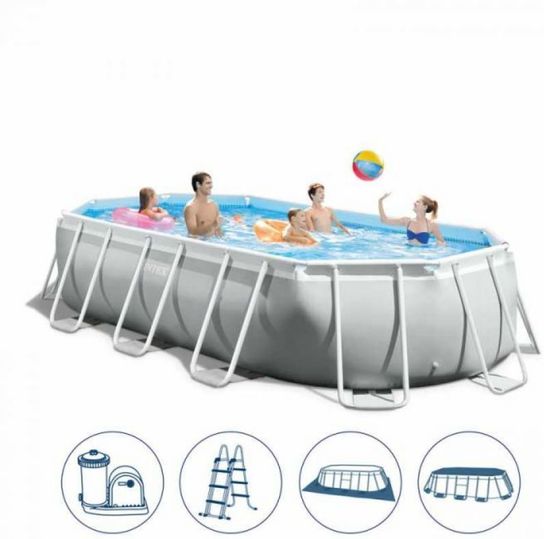 Intex Prism Metal Frame Oval Pool 16ft 6in x 9ft x 48in - 26796NP  