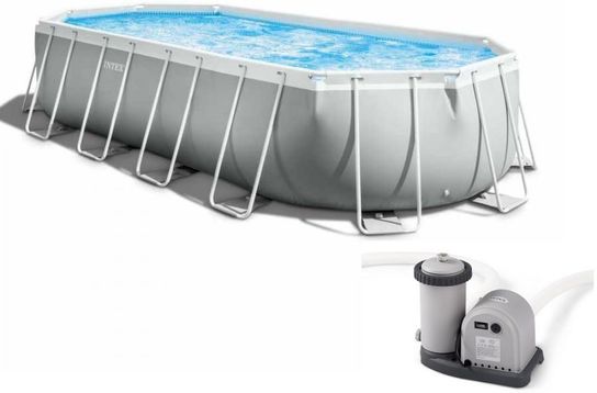 Intex Prism Metal Frame Oval Pool 20ft x 10ft x 48in - 26798NP   