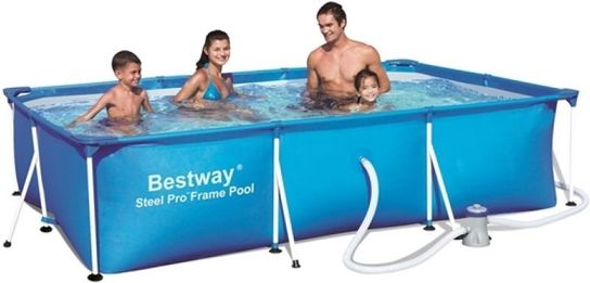 Rectangular Frame Paddling Pool 118" With Pump - 56411