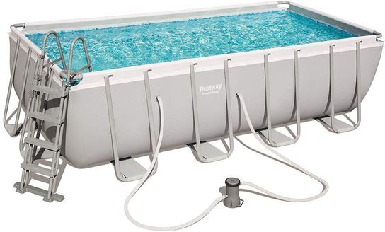 Power Steel Rectangular Frame Pool With Pump - 56670 - 16ft x 8ft x 48in by Bestway