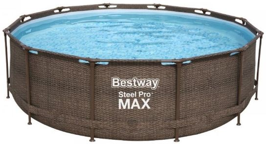 Steel Pro MAX Deluxe Rattan Frame Pool Package - 56709N - 12ft x 39.5in by Bestway