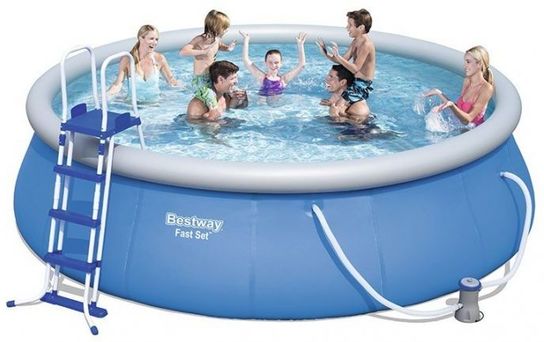 Fast Set Round Inflatable Pool Package - 57294 - 15ft x 42in by Bestway