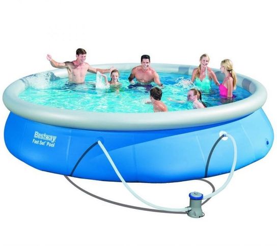 Fast Set Round Inflatable Pool With Filter Pump - 15ft x 33in by Bestway