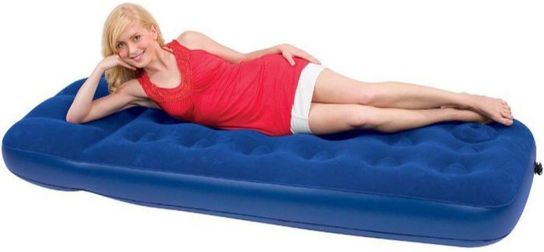 Twin Easy Inflate Flocked Air Bed Built-In Foot Pump 74" x 39" by Bestway