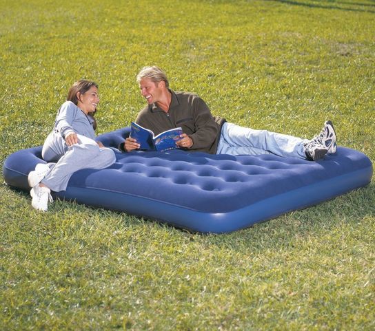 Queen Flocked Air Bed With 240V Air Pump 80" x 60" by Bestway