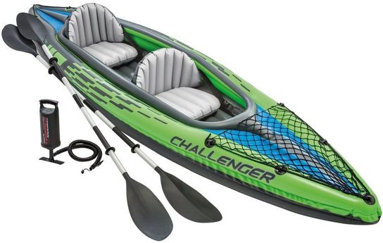 K2 Challenger Kayak 2 Man Inflatable Canoe with Oars - 68306NP by Intex