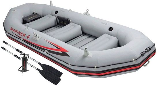 Intex Mariner 4 Inflatable Dinghy Boat With Oars and Pump