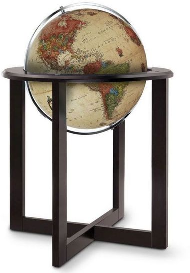 Nova Rico 50cm Cross Freestanding Illuminated Hardwood Antique Globe