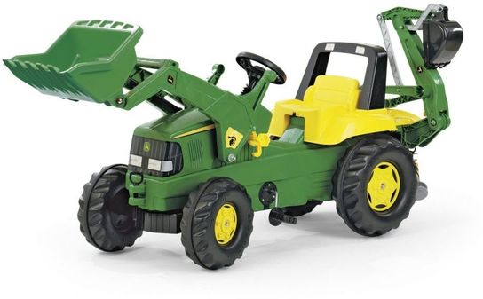 Rolly Junior John Deere Tractor with Frontloader & Rear Excavator