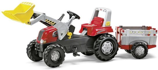 Rolly Junior RT Tractor & Frontloader & Farm Trailer - Red