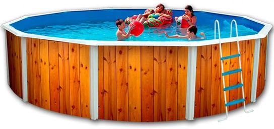 White Coral Wood Effect Steel Pool - 5.5m x 1.2m