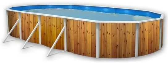 White Coral Wood Effect Oval Steel Pool 7.34m x 3.66m