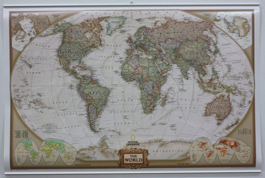 Craenen National Geographic World Political Antique Style Laminated Map 