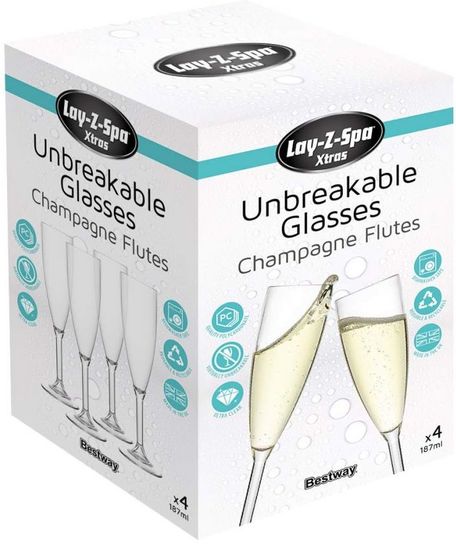 Lay-Z-Spa Premium Polycarbonate Champagne Flutes- Pk.4