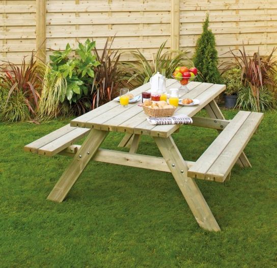 Oblong Garden Table With Seats