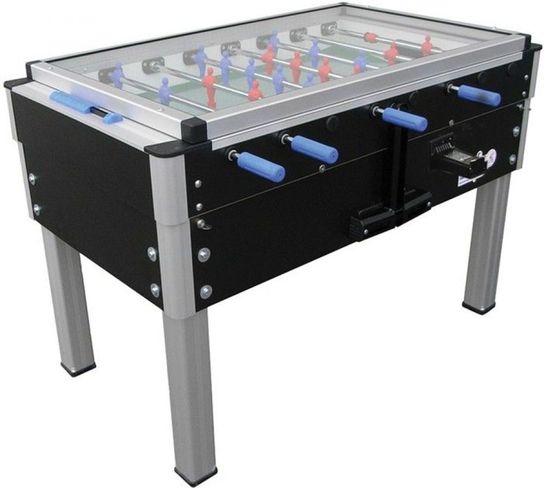 Export Glass Top Coin Operated Black Football Table