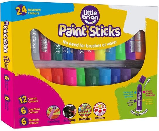 Little Brian Paint Sticks Assorted Colours- Pack of 24