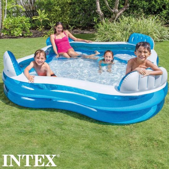 Paddling Pool for Kids - Inflatable Swimming Pool for Adults and Kids with Seating - Spacious Fun Lounger (229 x 229 x 66 cm)