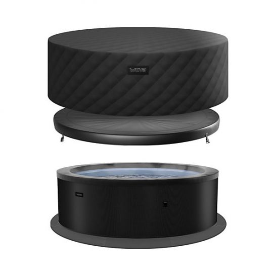 Wave Tahoe Energy-Efficient Hot Tub Bundle | Eco Foam Rigid Spa for 6 with Thermal Cover and Insulated Foam Mat | Charcoal Black