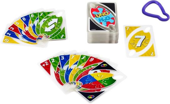 Mattel Games UNO H2O to GO, durable water-resistant card game for beach and snow trips, 108 cards, ages 7+, P1703
