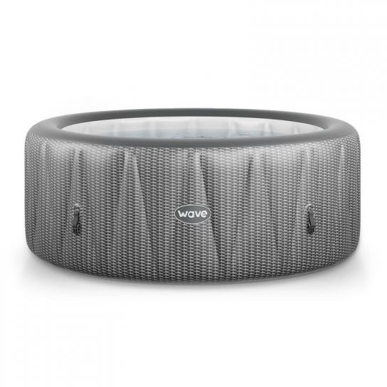 Wave Atlantic Inflatable Hot Tub for 6 | Eco Heater Built-In | 130 Aquajet Massage System | Anti-Freeze | 15-Minute Setup | Grey Rattan