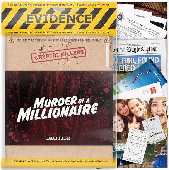 Cryptic Killers Cold Case Files - Unsolved murder mystery game with detective clues/evidence for parties, date nights and individuals.