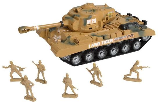 "Combat Mission" Friction Powered Army Tank & Soldiers Military Playset